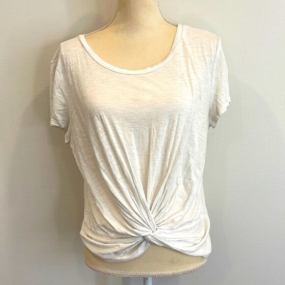 Aqua Inverted Knotted White Tee - Picture 1 of 4